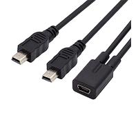 NFHK Mini USB 2.0 Female DC 5V to Dual Mini USB 5Pin Male Splitter Extension Charging Cable