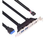 NFHK Panel interno de montaje hembra USB 2.0 y USB 3.0 a placa base de 9 pines, 19 pines, 20 pines, cable deflector con soporte PCI de 50 cm