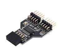 NFHK Placa base 9pin USB 2.0 cabecera 1 a 2 hembra extensión HUB conector adaptador puerto multilier