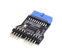 NFHK Placa base de 19 pines USB 3.0 cabecera 1 a 2 USB 2.0 9 pines hembra extensión HUB conector adaptador puerto multilier Adaptador Multiple