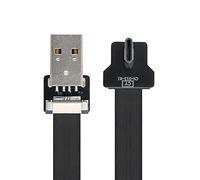 NFHK Right Angled USB 2.0 Type-A Male to USB-C Type-C Male Data Flat Slim FPC Cable for FPV & Disk & Phone 50cm