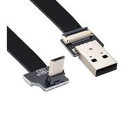 NFHK Up Angled USB 2.0 Type-A Male to Micro USB 5Pin Male Data Flat Slim FPC Cable for FPV & Disk & Phone 20CM