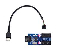 NFHK USB 2.0 Tipo-A macho 1 a 2 hembra placa base 9pin cabecera extensión HUB conector adaptador puerto multilier
