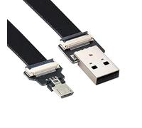 NFHK USB 2.0 Type-A Male to Micro USB 5Pin Male Data Flat Slim FPC Cable for FPV & Disk & Phone 50CM