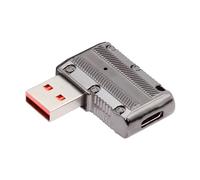 NFHK USB-C USB 3.1 Tipo C hembra a USB 3.0 tipo A macho 90 grados ángulo recto tipo plano 10Gbps datos 120W adaptador de corriente Mecha Cyberpunk Style