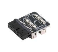 NFHK USB3.0 motherboard 19/20pin Box Header Slot to 10Gbps Dual USB 3.0 Type-A Adapter Reverse Angled Vertical Type