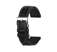 NFJNFCF 20 mm 22 mm compatible con correa de reloj Fossil Correa de caucho de fibra de carbono compatible con Mido T-issot Cierre de acero inoxidable Cadena de reloj deportivo resistente al agua(Black