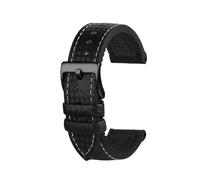 NFJNFCF 20 mm 22 mm compatible con correa de reloj Fossil Correa de caucho de fibra de carbono compatible con Mido T-issot Cierre de acero inoxidable Cadena de reloj deportivo resistente al agua(Black