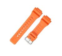 NFJNFCF Compatible con Casio Hombres W-S200H/215/216H Accesorios 5208 Caucho Original Reemplazar 18 mm Hebilla Negra Correa de Reloj Serie SGW-300H/400H(Orange-Steel-K5)