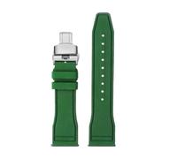 NFJNFCF Compatible con la correa de reloj de caucho fluorado Montblanc 1858 de la serie Union Belize D009.427 con panda rojo, amarillo y blanco for hemisferio norte y sur.(Green sk Folding,22mm)