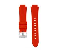 NFJNFCF Compatible con Seagull Retro TV Square serie 826.1051, correa de reloj deportiva resistente al agua de silicona sobresaliente, accesorios de pulsera for hombre(Red-silver A)