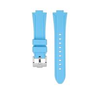 NFJNFCF Compatible con Seagull Retro TV Square serie 826.1051, correa de reloj deportiva resistente al agua de silicona sobresaliente, accesorios de pulsera for hombre(Sky blue-silver A)