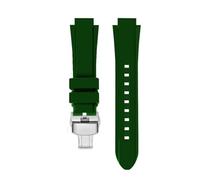 NFJNFCF Compatible con Seagull Retro TV Square serie 826.1051, correa de reloj deportiva resistente al agua de silicona sobresaliente, accesorios de pulsera for hombre(Green-silver B)