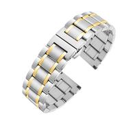 NFJNFCF Compatible con Tissot Rossini CITIZEN Longines Pulsera de acero inoxidable con extremo curvo 14 16 17 18 19 mm 20 mm 21 mm 22 mm 23 mm Correa de acero Reloj St(Silver gold,Width 24mm)
