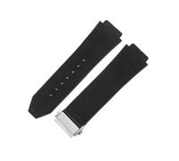 NFJNFCF Compatible con Yubo Big Bang 26x19mm caucho silicona hombres cuero genuino interfaz de contrato especial accesorios de reloj(Black-Steel-Z2)