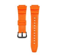 NFJNFCF Correa de goma convexa de 18 mm compatible con Casio AE-1000W/1200WH WSC-1250H/WS-1200H, correa de silicona de color sólido, transpirable y con cierre de hebilla.(Orange black)
