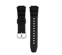 NFJNFCF Correa de goma convexa de 18 mm compatible con Casio AE-1000W/1200WH WSC-1250H/WS-1200H, correa de silicona de color sólido, transpirable y con cierre de hebilla.(Black silver)