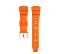 NFJNFCF Correa de goma convexa de 18 mm compatible con Casio AE-1000W/1200WH WSC-1250H/WS-1200H, correa de silicona de color sólido, transpirable y con cierre de hebilla.(Orange silver)