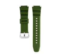 NFJNFCF Correa de goma convexa de 18 mm compatible con Casio AE-1000W/1200WH WSC-1250H/WS-1200H, correa de silicona de color sólido, transpirable y con cierre de hebilla.(Army green silver)