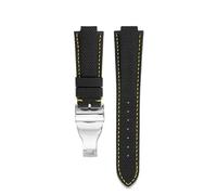 NFJNFCF Correa de reloj compatible con Tudor 91210N, North Flag, Polar Type Series, de caucho, de cuero, con hebilla plegable, for hombre, 22 x 2 mm.(A1 black-yellow line)