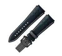NFJNFCF Correa de reloj de 22 mm for hombre con cierre plegable, compatible con Breitling, correa de repuesto Ocean Heritage Avenger Aviation Pilot, correa de cuero.(Blue white-BK)