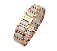 NFJNFCF Correa de reloj de cerámica compatible con Rossini Guess Ebo Watch King Steel Correa de reloj pulsera 16 0.709 in(Rose White,18mm)
