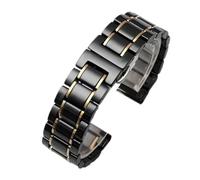 NFJNFCF Correa de reloj de cerámica compatible con Rossini Guess Ebo Watch King Steel Correa de reloj pulsera 16 0.709 in(Black Golden,18mm)