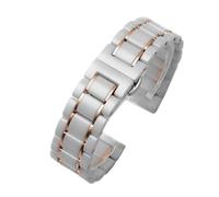 NFJNFCF Correa de reloj de cerámica compatible con Rossini Guess Ebo Watch King Steel Correa de reloj pulsera 16 0.709 in(White rose Golden,18mm)