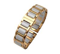 NFJNFCF Correa de reloj de cerámica compatible con Rossini Guess Ebo Watch King Steel Correa de reloj pulsera 16 0.709 in(Golden white,18mm)
