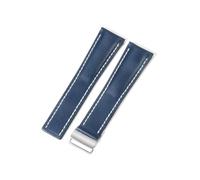 NFJNFCF Correa de reloj de cuero de vaca exquisita de capa superior seleccionada, Compatible con Breitling Aviation Timing Super Ocean Avenger Pilot 22/24MM(Blue(PW)-Steel-Z16,22mm)
