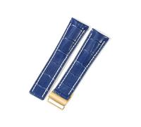NFJNFCF Correa de reloj de cuero genuino compatible con Breitling NAVITIMER WORLD Super Ocean Avengers Patrón de bambú 22 24 mm Correa de reloj(Blue(ZJ)-Golden-Z16,22mm)