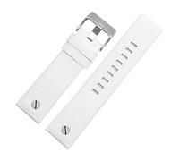 NFJNFCF Correa de reloj de cuero genuino compatible con Diesel Rivet Dz4323, 1657, 4318, DZ7312 y DZ7257 for hombre, color blanco, marrón y negro, 24, 26 y 28 mm.(White silver buckle,32mm)