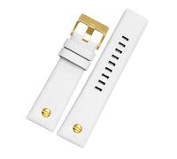 NFJNFCF Correa de reloj de cuero genuino compatible con Diesel Rivet Dz4323, 1657, 4318, DZ7312 y DZ7257 for hombre, color blanco, marrón y negro, 24, 26 y 28 mm.(White Gold buckle,28mm)