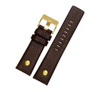 NFJNFCF Correa de reloj de cuero genuino compatible con Diesel Rivet Dz4323, 1657, 4318, DZ7312 y DZ7257 for hombre, color blanco, marrón y negro, 24, 26 y 28 mm.(Brown gold buckle,22mm)