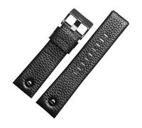 NFJNFCF Correa de reloj de cuero genuino compatible con Diesel Rivet Dz4323, 1657, 4318, DZ7312 y DZ7257 for hombre, color blanco, marrón y negro, 24, 26 y 28 mm.(Black Black buckle,24mm)
