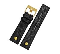 NFJNFCF Correa de reloj de cuero genuino compatible con Diesel Rivet Dz4323, 1657, 4318, DZ7312 y DZ7257 for hombre, color blanco, marrón y negro, 24, 26 y 28 mm.(Black Gold buckle,27mm)