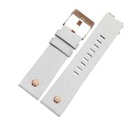 NFJNFCF Correa de reloj de cuero genuino compatible con la correa de reloj de cuero diésel Esfera grande Dz7333 Dz7348 Dz4318 Accesorios for hombres y mujeres(White-rose gold,22mm)