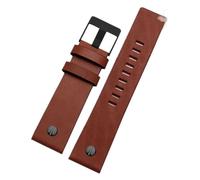NFJNFCF Correa de reloj de cuero genuino compatible con la correa de reloj de cuero diésel Esfera grande Dz7333 Dz7348 Dz4318 Accesorios for hombres y mujeres(Brown plain-black,28mm)