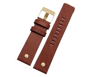 NFJNFCF Correa de reloj de cuero genuino compatible con la correa de reloj de cuero diésel Esfera grande Dz7333 Dz7348 Dz4318 Accesorios for hombres y mujeres(Brown plain-gold,28mm)