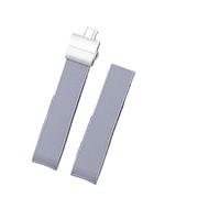 NFJNFCF Correa de reloj de goma con extremo curvado de 21 mm compatible con pulsera estilo Longines Conquest Silicone L3.742.4 642 781 782 Correa de reloj con hebilla plegable(Gray-B clasp)