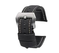 NFJNFCF Correa de reloj de piel con textura de nailon compatible con Panerai PAM01661|441 Marina, negra y azul, 22 mm, 24 mm y 26 mm. Accesorios for correas.(Black white Silver,22mm)