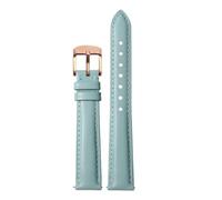 NFJNFCF Correa de reloj de piel de vaca lisa de 14 mm, 16 mm, 18 mm y 20 mm, compatible con Casio, Fossil, Citizen, DW, for mujer, color azul cielo, rosa y marrón.(Light blue rose gold,18mm width)