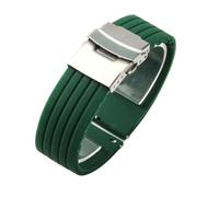 NFJNFCF Correa de reloj de silicona sin polvo compatible con Seiko No. 5 Correa de goma Ber Seiko5 Pilot Water Ghost Watch Band a prueba de sudor 18 20 22 24 mm(Green-Steel-Safe,20mm)