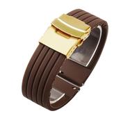 NFJNFCF Correa de reloj de silicona sin polvo compatible con Seiko No. 5 Correa de goma Ber Seiko5 Pilot Water Ghost Watch Band a prueba de sudor 18 20 22 24 mm(Brown-Golden-Safe,22mm)