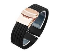 NFJNFCF Correa de reloj de silicona sin polvo compatible con Seiko No. 5 Correa de goma Ber Seiko5 Pilot Water Ghost Watch Band a prueba de sudor 18 20 22 24 mm(Black-Rose-Safe,24mm)