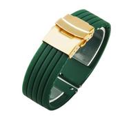 NFJNFCF Correa de reloj de silicona sin polvo compatible con Seiko No. 5 Correa de goma Ber Seiko5 Pilot Water Ghost Watch Band a prueba de sudor 18 20 22 24 mm(Green-Golden-Safe,18mm)