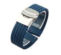 NFJNFCF Correa de reloj de silicona sin polvo compatible con Seiko No. 5 Correa de goma Ber Seiko5 Pilot Water Ghost Watch Band a prueba de sudor 18 20 22 24 mm(Blue-Steel-Safe,22mm)