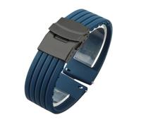 NFJNFCF Correa de reloj de silicona sin polvo compatible con Seiko No. 5 Correa de goma Ber Seiko5 Pilot Water Ghost Watch Band a prueba de sudor 18 20 22 24 mm(Blue-Black-Safe,20mm)