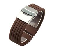 NFJNFCF Correa de reloj de silicona sin polvo compatible con Seiko No. 5 Correa de goma Ber Seiko5 Pilot Water Ghost Watch Band a prueba de sudor 18 20 22 24 mm(Brown-Steel-Safe,20mm)