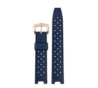 NFJNFCF Correa de silicona de goma compatible con Car-tier Pasha W3108/HPI004 pulsera de reloj transpirable con muescas for hombre y mujer 18 * 10mm 20 * 12mm 22 * 15mm(Blue-rose gold,22mm-15mm)